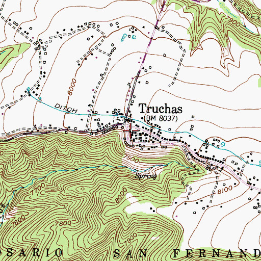 Topographic Map of Cementerio del Pueblo de Truchas, NM