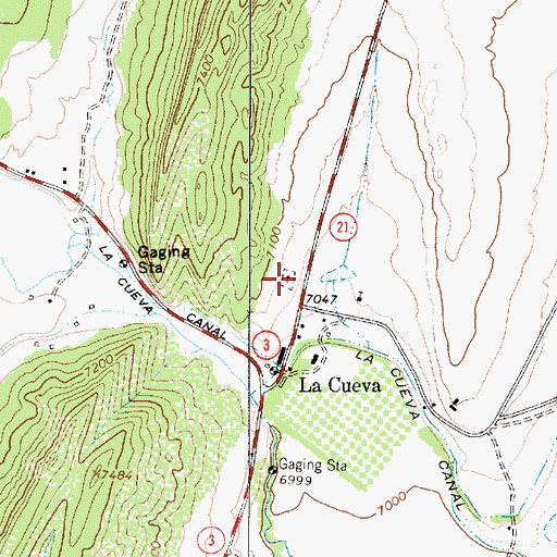 Topographic Map of La Cueva Cemetery, NM