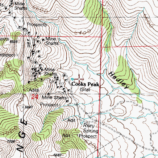 Topographic Map of Cooks Peak Cemetery, NM