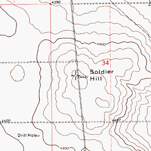 Topographic Map of Soldier Hill Cemetery, NM