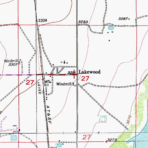 Topographic Map of Old Lakewood Cemetery, NM