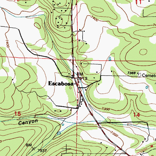 Topographic Map of Escabosa Cemetery, NM