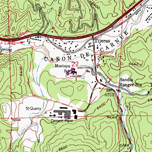 Topographic Map of Tijeras Cemetery, NM