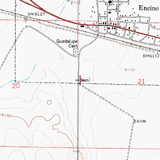 Topographic Map of Encino Cemetery, NM