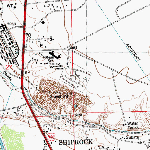 Topographic Map of Shiprock Cemetery, NM