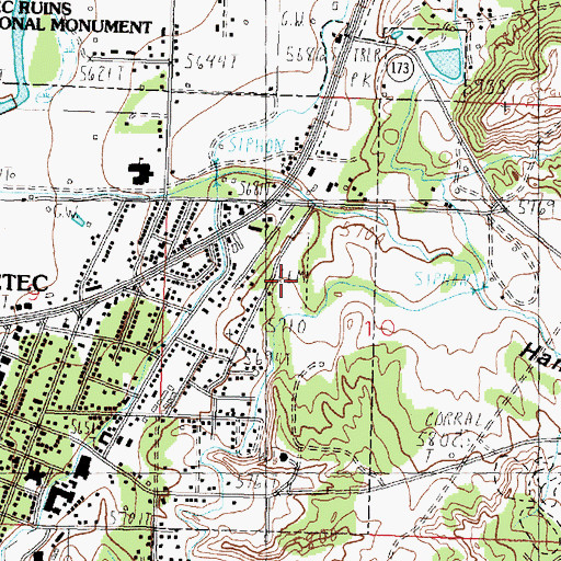 Topographic Map of Aztec Cemetery, NM