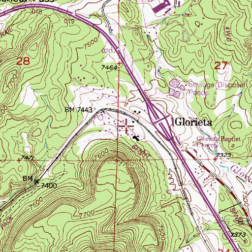 Topographic Map of Glorieta Cemetery, NM