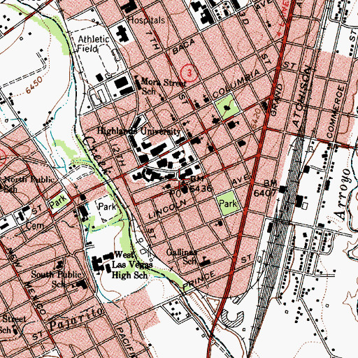 Topographic Map of Las Vegas Cemetery, NM