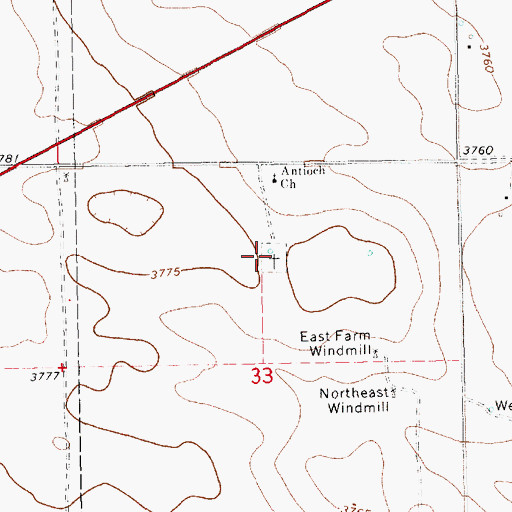 Topographic Map of Antioch Baptist Church Cemetery, NM