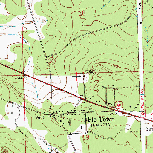 Topographic Map of Pie Town Cemetery, NM