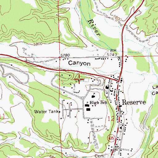 Topographic Map of Reserve Cemetery, NM