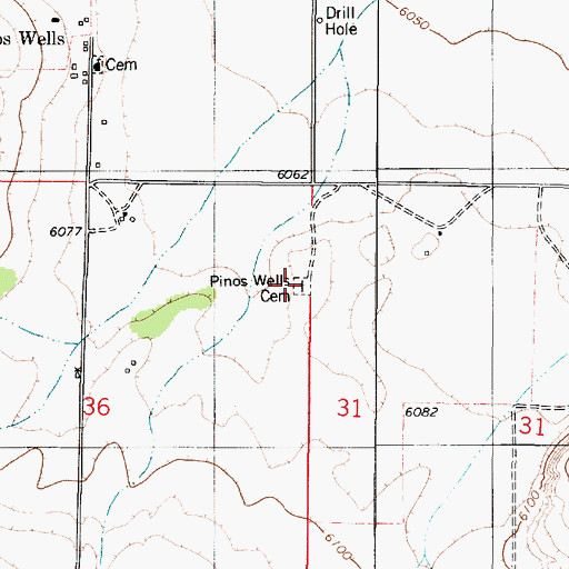 Topographic Map of Pinos Wells Cemetery, NM