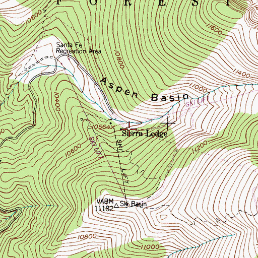 Topographic Map of Wizard Ski Trail, NM