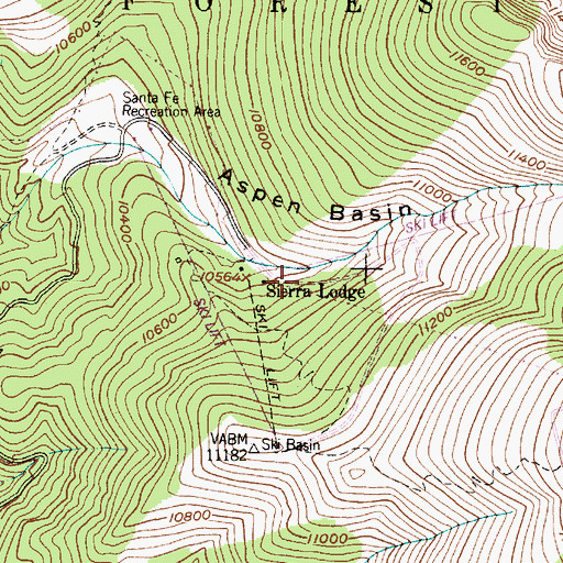 Topographic Map of First Traks Ski Trail, NM