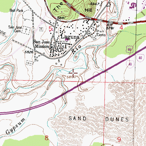 Topographic Map of Pueblo of Laguna Library, NM