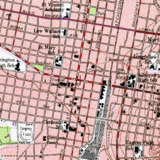 Topographic Map of UNM-MHC Partial Hospital Division Library, NM