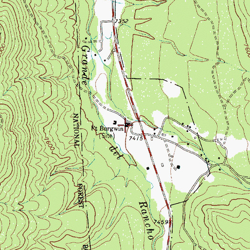 Topographic Map of Cantonment Burgwin-1852-1860 Historical Marker, NM