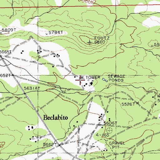 Topographic Map of Beclabito Dome Historical Marker, NM