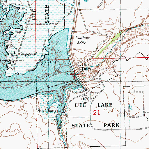 Topographic Map of Ute Dam Weather Station, NM