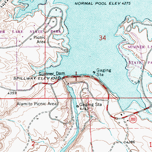 Topographic Map of Fort Sumner Lake Weather Station, NM