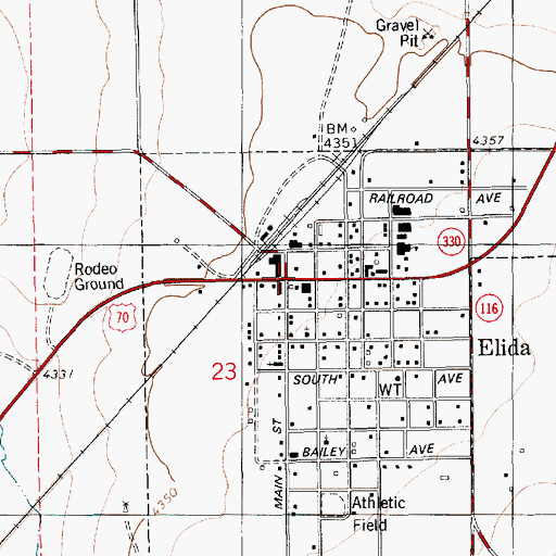 Topographic Map of Elida Weather Station, NM