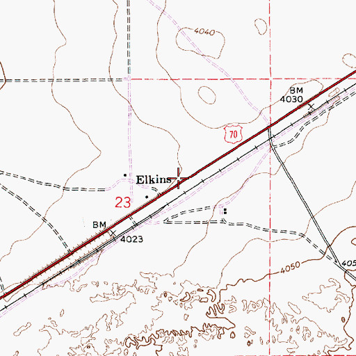 Topographic Map of Elkins Weather Station, NM