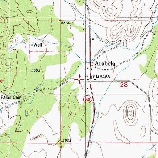 Topographic Map of Arabela Weather Station, NM