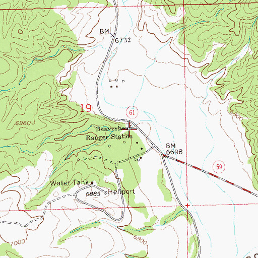 Topographic Map of Beaverhead Weather Station, NM