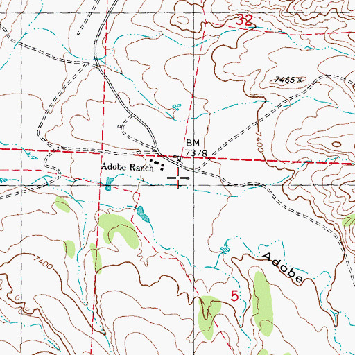 Topographic Map of Adobe Ranch Weather Station, NM