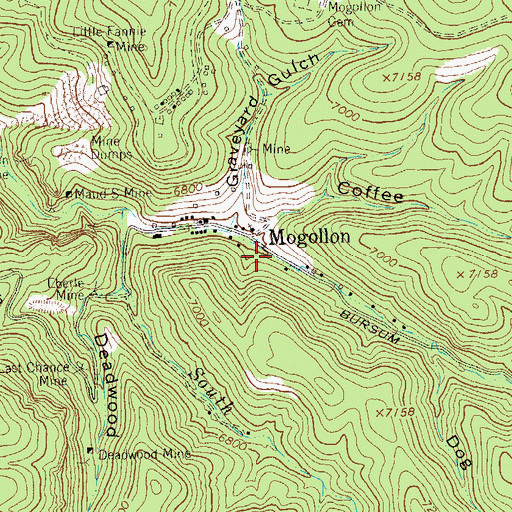 Topographic Map of Mogollon Weather Station, NM