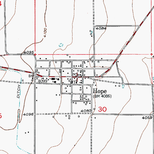 Topographic Map of Hope Weather Station, NM