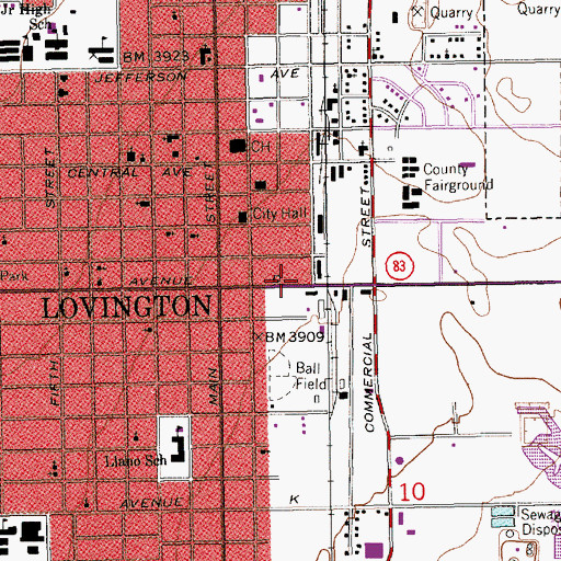 Topographic Map of Lovington Weather Station, NM