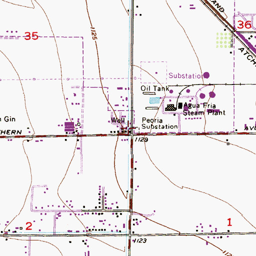 Topographic Map of Peoria Substation, AZ