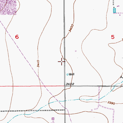 Topographic Map of 10465 Water Well, NM