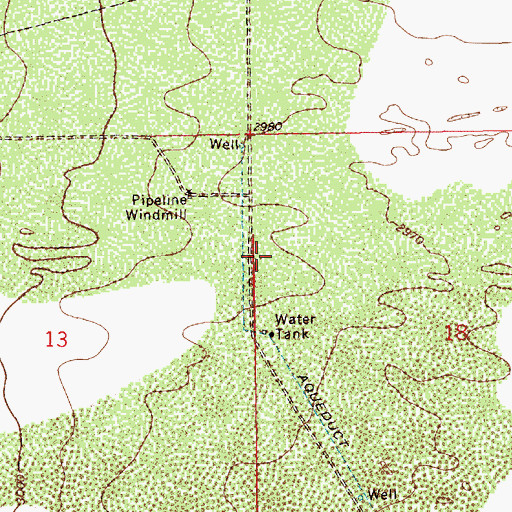 Topographic Map of 11570 Water Well, NM