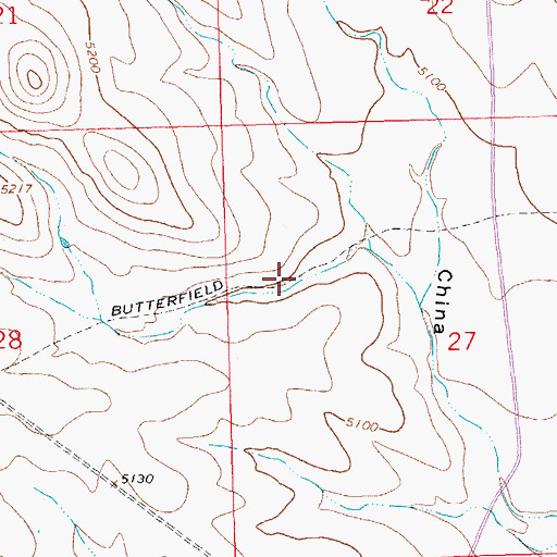 Topographic Map of Butterfield Trail, NM
