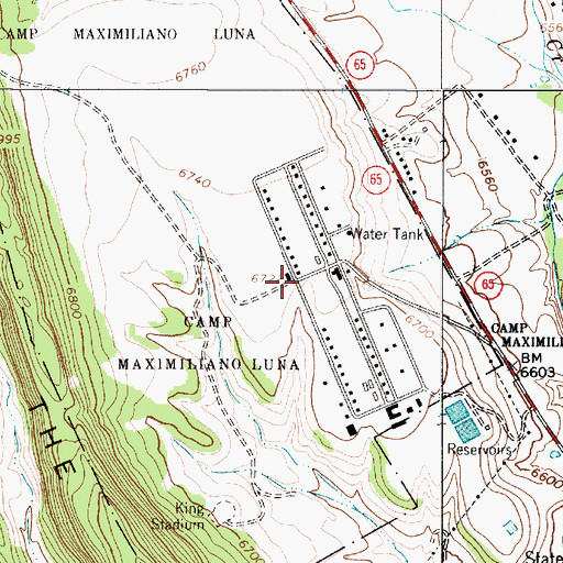 Topographic Map of Camp Maximiliano Luna Historical Marker, NM