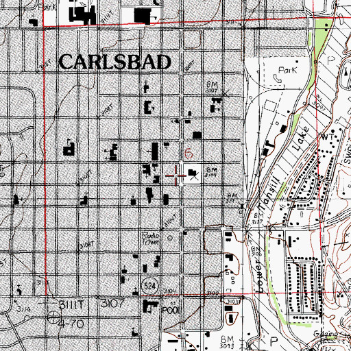 Topographic Map of Carlsbad Historical Marker, NM