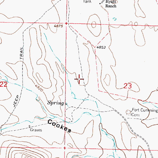 Topographic Map of Fort Cummings 1836-1886 Historical Marker, NM