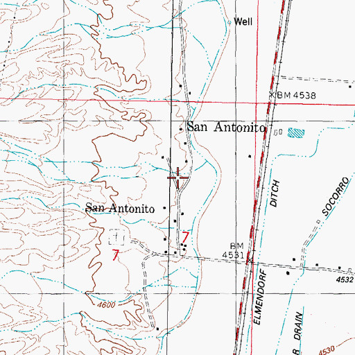 Topographic Map of Vasquez de Coronados Route Historical Marker, NM