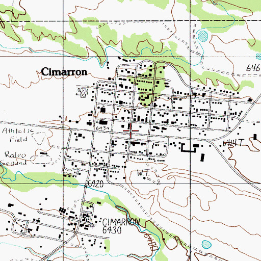 Topographic Map of Cimarron Historical Marker, NM