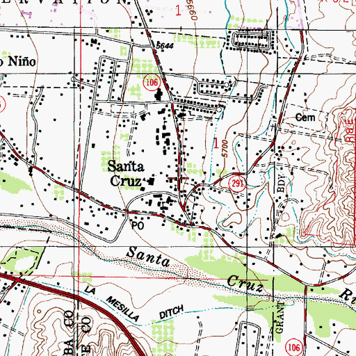 Topographic Map of Santa Cruz de la Caada Historical Marker, NM
