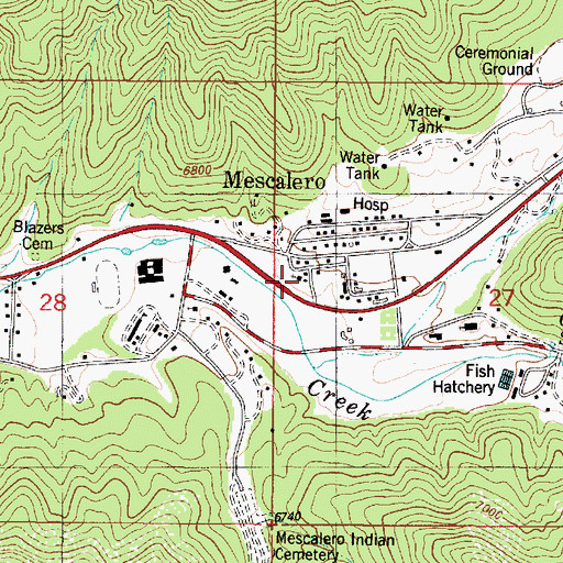 Topographic Map of Saint Josephs Mission Historical Marker, NM
