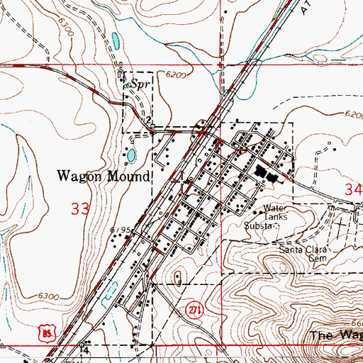 Topographic Map of Wagon Mound Historical Marker, NM