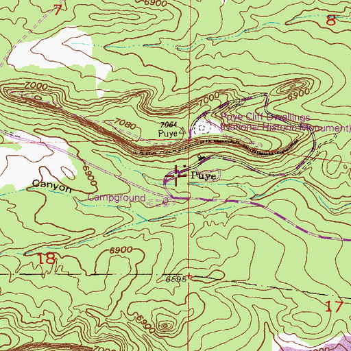 Topographic Map of Puye Ruins Historical Marker, NM