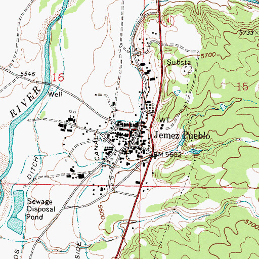 Topographic Map of Jemez Mountains Historical Marker, NM