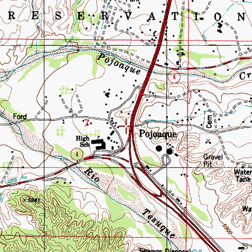 Topographic Map of Pueblo Revolt Tricenteninnial Historical Marker, NM