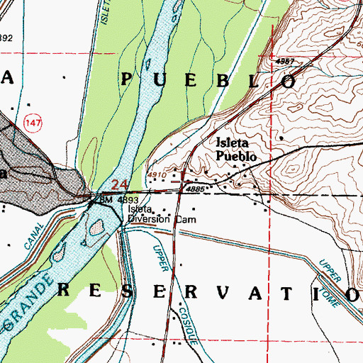 Topographic Map of Pueblo of Isleta Historical Marker, NM