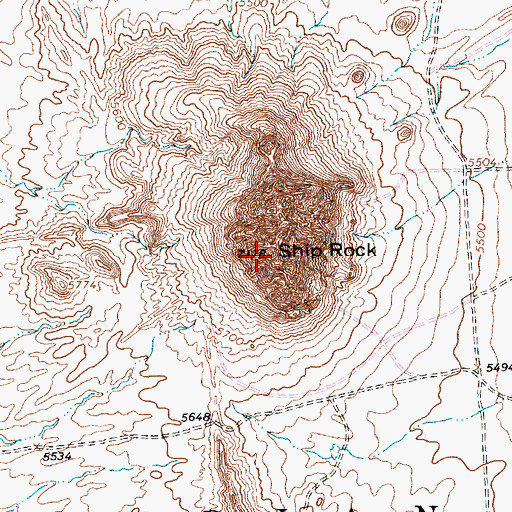 Topographic Map of Shiprock Historical Marker, NM