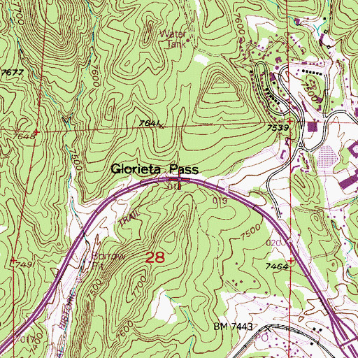 Topographic Map of Glorieta Pass Historical Marker, NM